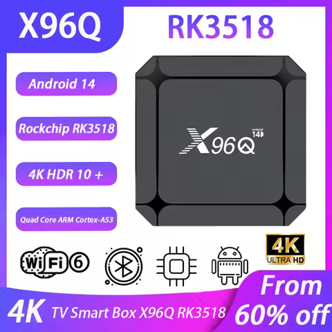 X96Q RK3518 Android 14.0 Smart TV BOX Rockchip RK3518 100M LAN USB3.0 4K WIFI6 Google Media Player S