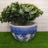 Pot Bunga Keramik Biru Putih Kansai Antik ukuran besar #003