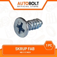 1 PC FAB Screw M8 x 1/ 2 inch Bolt Bolt Bolt Screw Harden Self Tapping Screw Flat Head F+ AB 8mm x 1