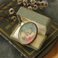 古董法國古董店購入之少見方形珠寶盒展示盒 W896