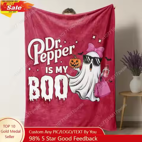 Classic Halloween Dr.pepper Blanket - Soft Warm " Flannel Throw Custom Blankets
