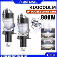H4 Mini Headlight Bi LED Projector Headlight 1:1 Plug Play Car Headlight Bulb Motorcycle Led Lens