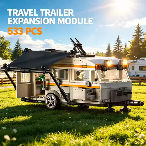 533 PCS City Universal Travel Trailer Caravan Model Building Blocks Camper Tourer Road Vehicle Expan