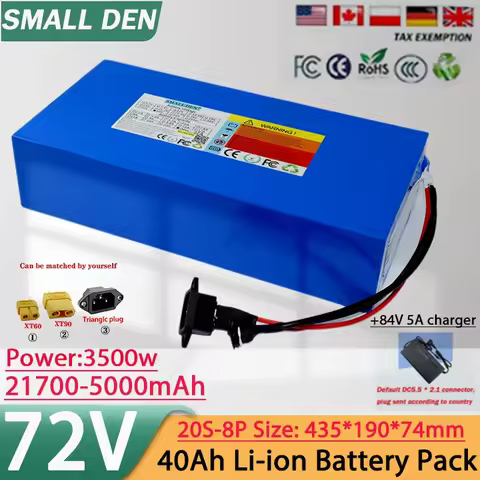 21700 72V 40Ah lithium battery pack, 21700 20S8P built-in BMS 50A 3500W motor high-power rechargeabl