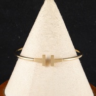 TIFFANY&CO(蒂芙尼) Tiffany T 線圈手鐲 中號 窄版 18K黃金 16號 黃金