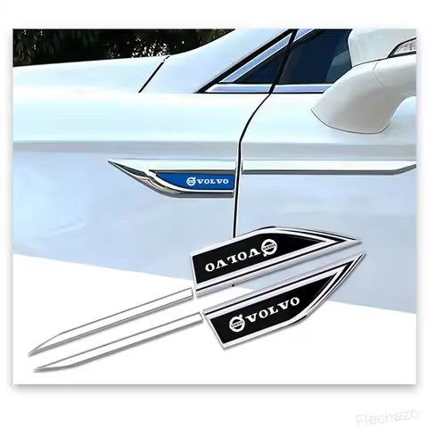 2PCS Metal Alloy Car Body Side Wing Fender Decoration Stickers For Volvo C30 S80 V70 XC60 V60 V40 S6