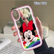 (Wave Case) For Vivo Y91 Y91C Y93 Y95 Y85 V9 Y81 Y71 Y67 V5 V5S Y53 Casing Cartoon Mickey &amp; Minnie Shockproof Phone Softcase Full Cover Camera Protection Cases