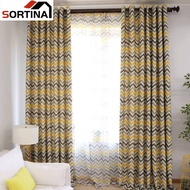 Sortina Langsir Blackout Curtain Window Eyelet Curtain Sliding Door Sheer Curtain Geometric Splicing Curtain Hook