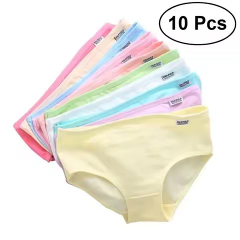 10Pcs/Lot Teens Teenage Panties Kids Underwear Children Cotton Kids Girls Solid Color Puberty 10-16y