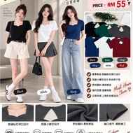 6083 JANUARY 夏季前幅砖石领口上衣 TEE 【READY STOCK】