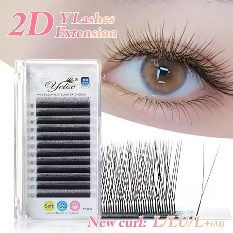Yelix 2D Y Shape Eyelashes Extension Hand Woven Premium B C D L M Natural Single Tip Lashes Supplies