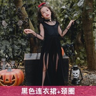 Halloween Costumes For Children Girls Dark Evil Devil Bride Long Dress Vampire Witch Sorcerer