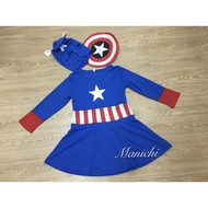Kids Hero America Captain girl costume long sleeve