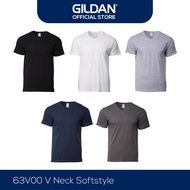 Gildan Softstyle 100% Cotton V-Neck Unisex Plain T-Shirt 63V00 Baju Kosong - Black / White / Sport Grey / Navy / Charcoal - Gildan Official Store