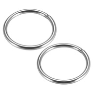 2pcs 201 Stainless Steel O Ring 50mm(1.97") Outer Diameter 4mm Thickness Strapping Welded Round Ring