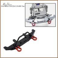 RC Metal Front Bumper with Trailer-Hook Durable Metal Fit for WPL C14 C24 1:16 Truck Car Upgrade Par
