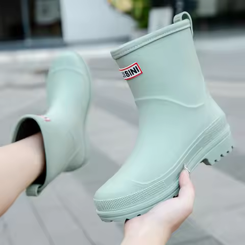Women's Short Rain Boots, Pvc Non-Slip Water Shoes, Outdoor Waterproof Shoes, Fashionable Women's Wa