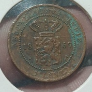 A1916 1Keping Nederlands Indie 1 Cent Buntu 1857 Kondisi Sesuai Gambar