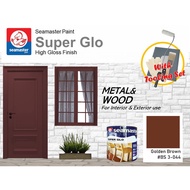 1L Seamaster Super Glo HGF Paint For Metal & Wood - Golden Brown #BS 3-044. Cat besi / Cat Kayu / Ca