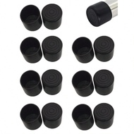 0.87 Inch Round Black Rubber Chair Leg Caps - 12 Pack 22mm Furniture Feet Covers, Metal Finish - Ind