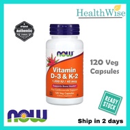 [USA] NOW FOODS Vitamin D-3 1000iu & K-2 45mcg 120 Veg capsules, D3 & k2 for bone health
