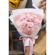 Express Delivery 7 Pink Artificial Rose Bouquets