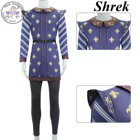 2024 Halloween Anime Movie Shrek Cosplay Costume Prince Charming Top Pants Belt Full Set Role play C