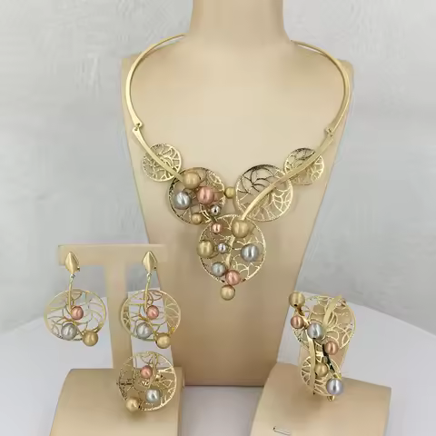 Yuminglai Unique Jewelry Brazilian Gold Color Jewelry Sets Fine Jewelry for Women FHK12952
