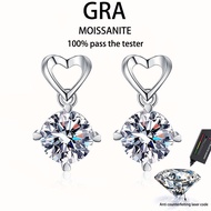 【 GRA Certificate Attached 】 2ct Moissanite Earrings, s925 Pure Silver Plated Platinum Classic Love 