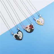 Hot Hug Heart Cat Paired Matching Couple Necklace For Lovers Fashion Stainless Steel Men Women Best Friends Bff Pendant Necklace