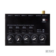 RUNNY Ultra Compact  Mixer KTV Karaok 4 Channel Professional Sound Mixer Ultra Low Noise 4Channel  L