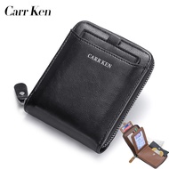 2021ใหม่ CarrKen กระเป๋าสตางค์ผู้ชาย Retro กระเป๋าสี่เหลี่ยมซิปกระเป๋าใส่เหรียญบัตร ID กระเป๋ากระเป๋าสตางค์ผู้ชาย