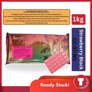 [MELTING RISK] Beryls 1kg Strawberry Chocolate Compound Block BERYL'S COKLAT STRAWBERI [Please read 