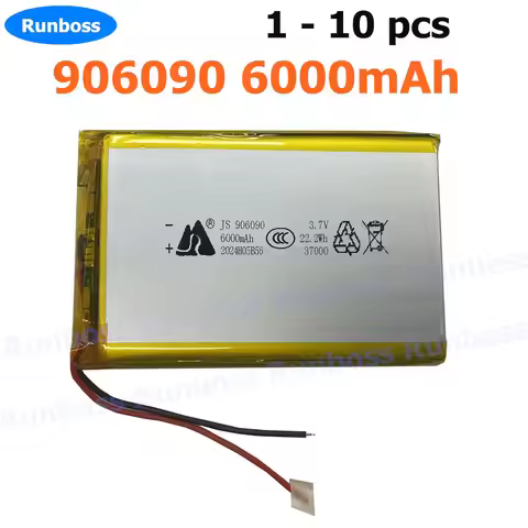 906090 3.7V 6000mAh Polymer Lithium LiPo Rechargeable Battery For GPS PSP DVD Power Bank Bluetooth P