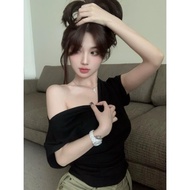 Short-Sleeve Off-Shoulder Batwing BB Crochet Shirt with Shrug Waist Hack Shape in Soft Cotton - BA21