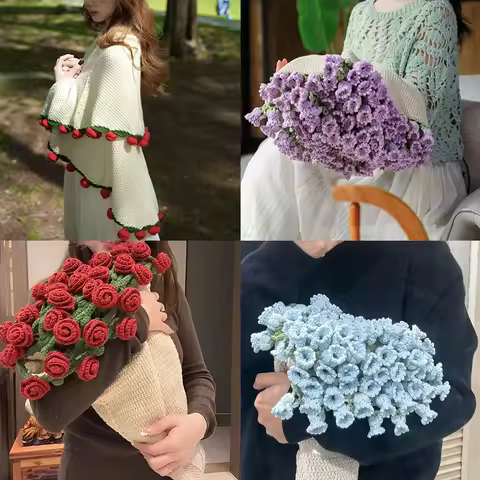 Rose Bouquet Blanket Crochet Sunflower Blanket Bouquet Handmade Blanket of Roses Sofa Blanket manta 