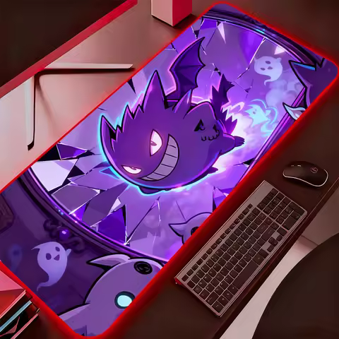 LED Mouse Pad Gamer Large Pokemon Pikachu Gengar XXL Tablet Varmilo Keyboard Carpet Backlight Gaming