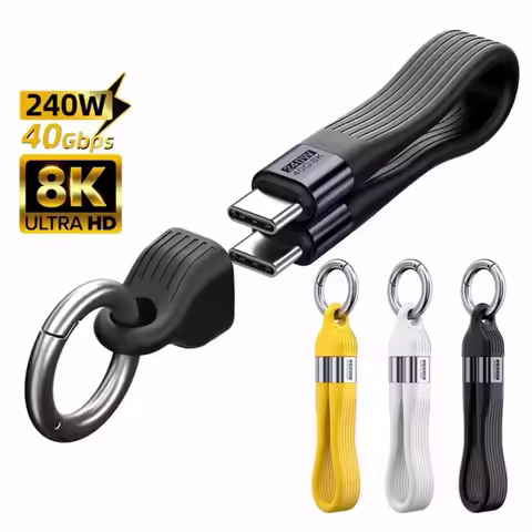 USB4.0 PD240W Data Cable 40Gbps Data Transfer Keychain PD3.1 8K@60Hz USB C to Type C Short Cable for