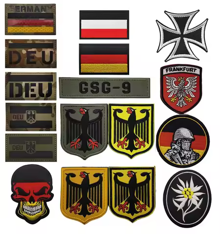 Embroidery Germany DEU Eagle shape Hook and Loop Patch German Empire Embroidered Patch Deutschland G