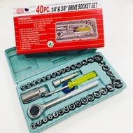 [CLEAR STOCK] 40PCS Combination Socket Wrench Set 1/4" & 3/8" Drive Socket Set