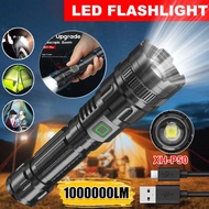 Super Bright Lumen LED XHP90 Lampu Suluh 5 Modes Zoomable Flashlight USB Rechargeable waterproof Tac