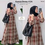 KANZA DRESS # 24 GAMIS MOTIF KOTAK CANTIK KANCING BUSUI