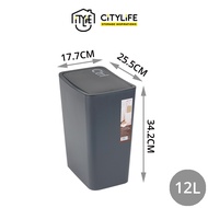 Citylife Trash Garbage Bin 12L Rubbish Bin T-3073 Waste Bin One-Press Lid Dustbins for Kitchen Bathroom Livingroom