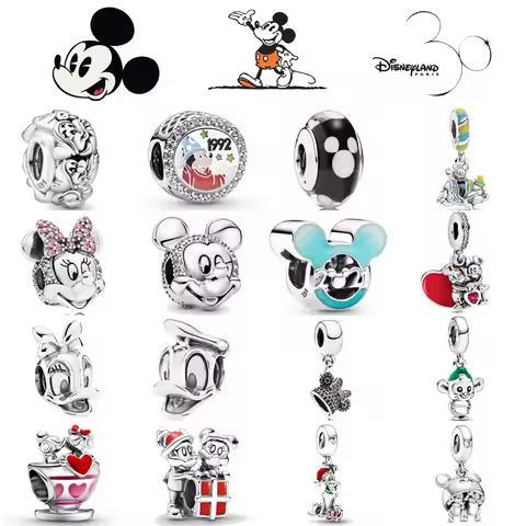 New 925 Silver Miniso Disney Donald Duck Mickey Cup Pendants Charms Beads Fit Original Bracelet DIY 