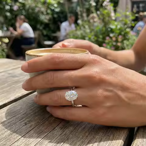 KNOBSPIN 1-4CT Oval Cut Moissanite Rings for Women GRA Certified Diamond Jewelry s925 Sterling Silve