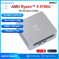 SZBOX AMD Ryzen 7 5700U Windows Mini PC WiFi 6 BT5.2 Type C Dual HD DDR4 3200MHz NVME SSD Computer