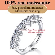 Total 2.1ct 7 Stones rings 3mm trillion cut moissanite band ring eternity wedding engagement ring