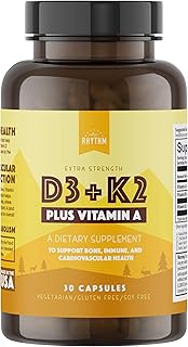 Vitamin D3 + K2 (MK7) Plus Vitamin A for Bone, Heart, Immune Health - Vitamin D3 (5,000 IU), Vitamin