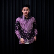 Batik warna ungu lilac Batik pria lengan panjang 2023 batik pria dewasa mewah 2023