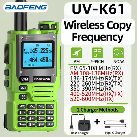 Baofeng UV-K61 Walkie Talkie Long Range Multi Band Wireless Copy Frequency AM 999CH Portable Two Way